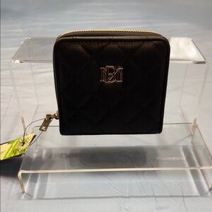 Badgley Mischka Black Quilted Wallet with Gold Accents